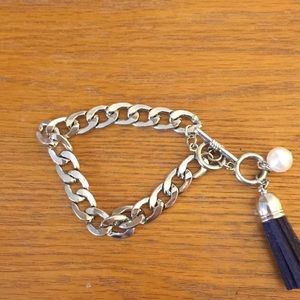 vintage inspired tassel and pearl chain bracelet